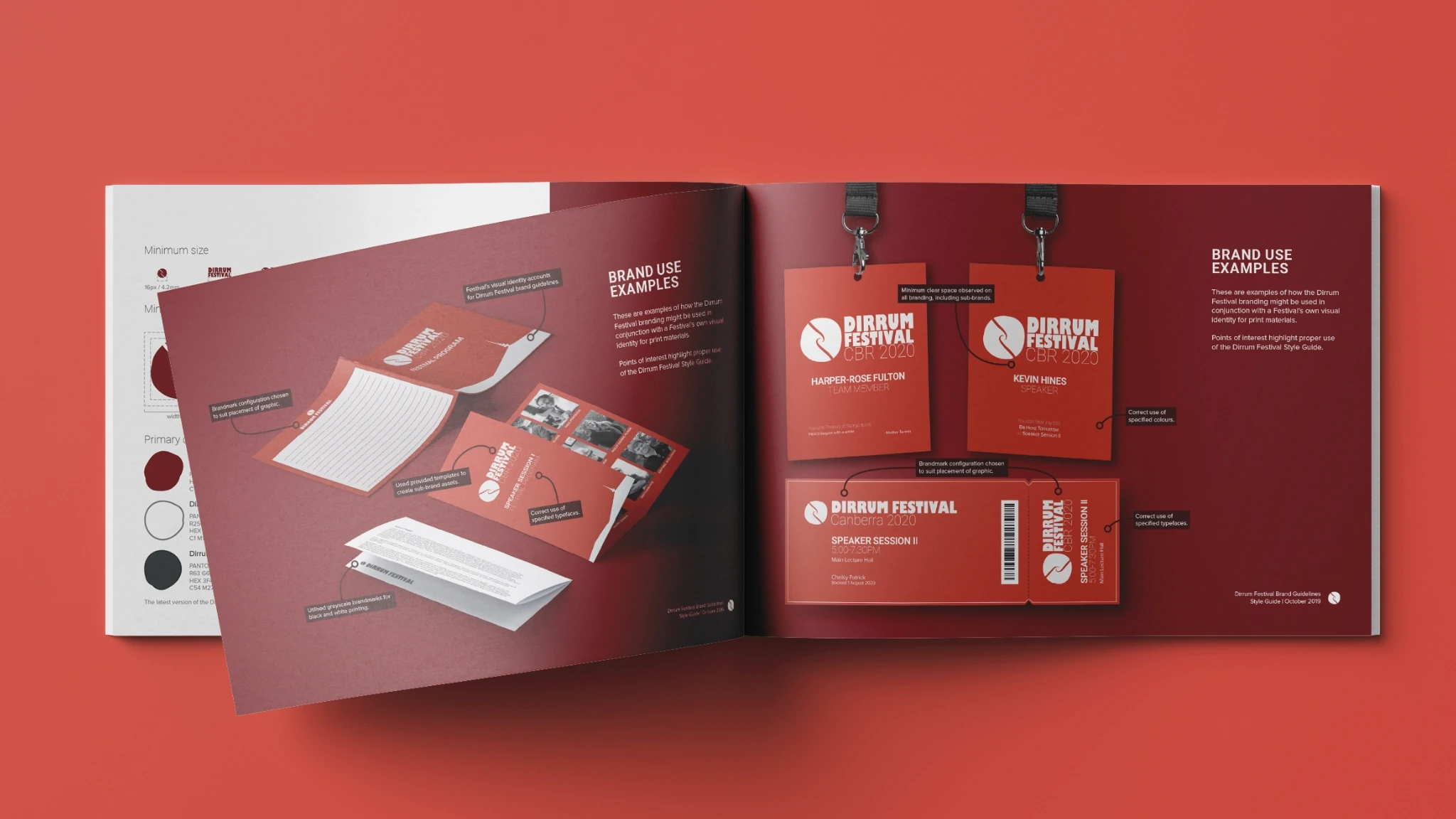 Open booklet showing brand use examples for the Durum Festival.