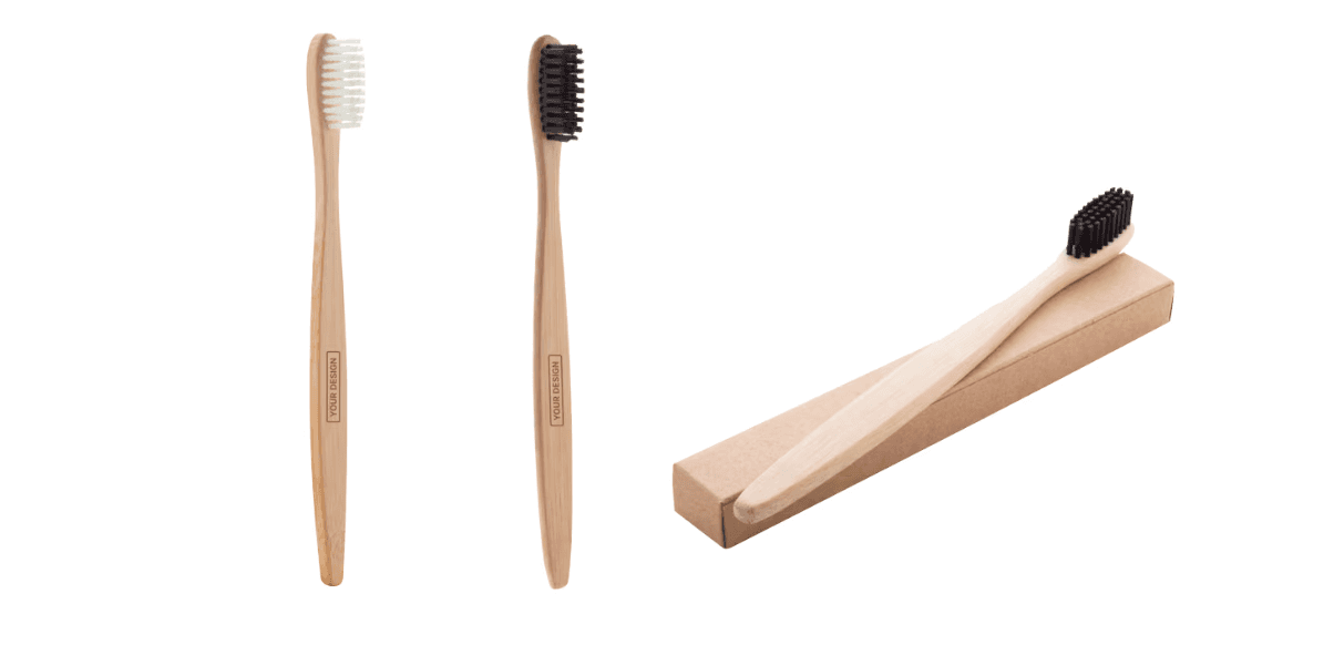 Personalized bamboo toothbrush with pad printed logo