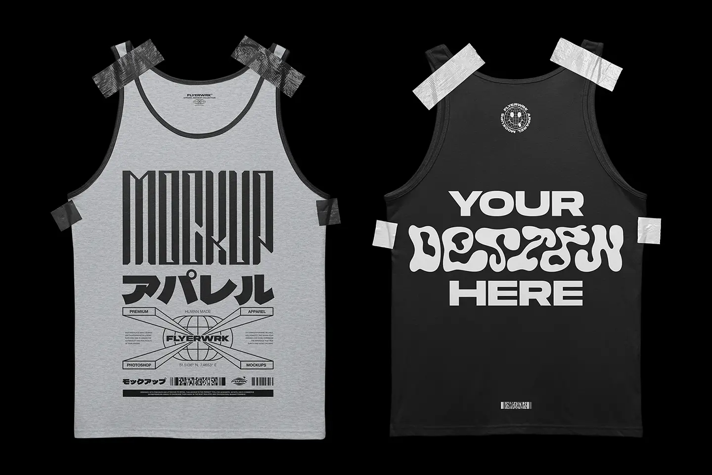 Bella+Canvas 3480 Tanktop Taped mockup showing front and back design preview