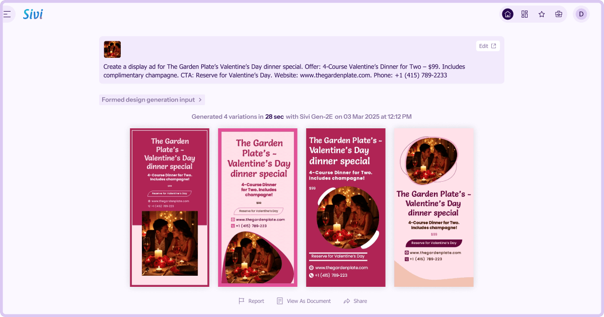 Sivi: Restaurant banner design generator