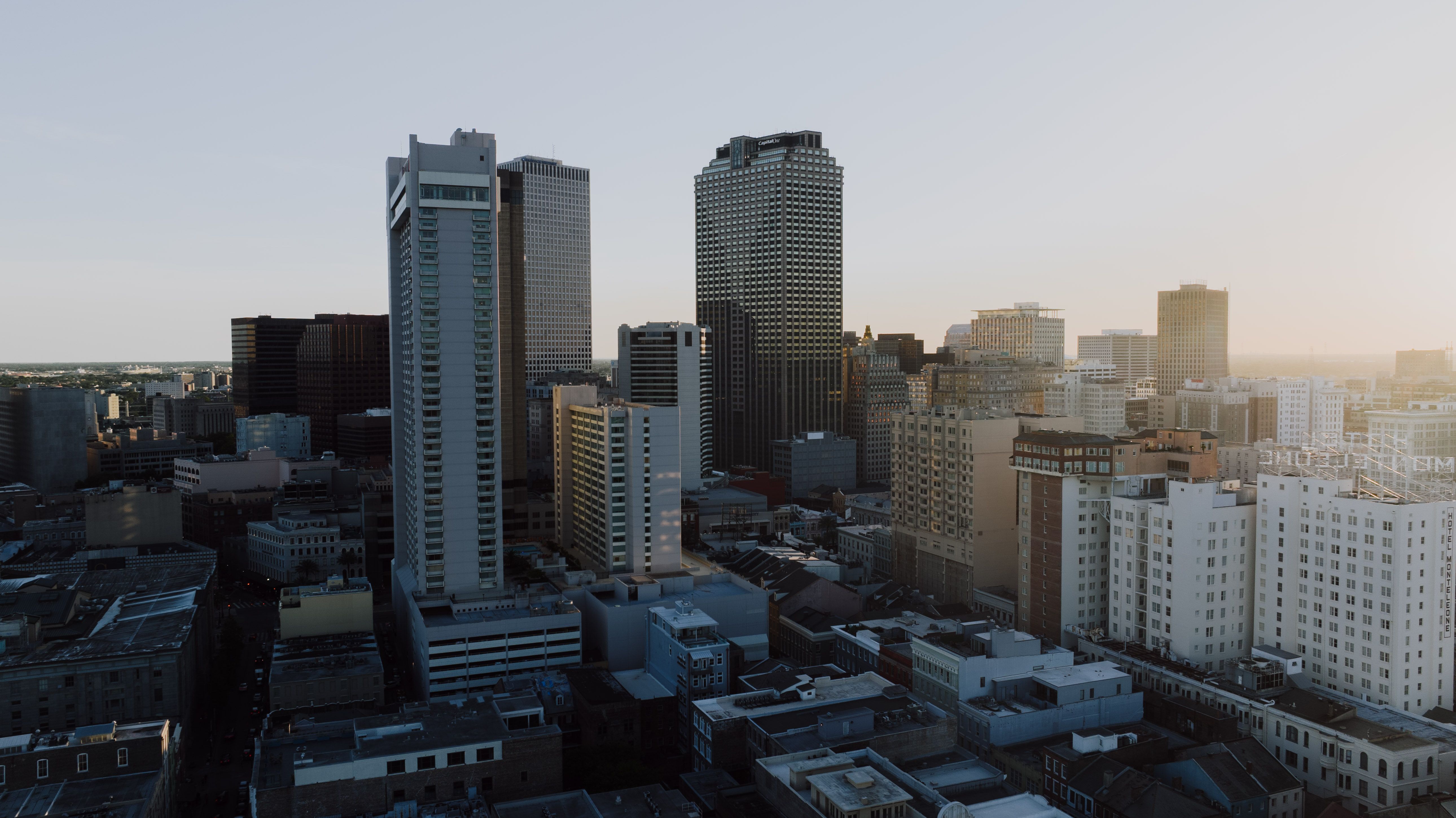 a city street lined with tall buildings