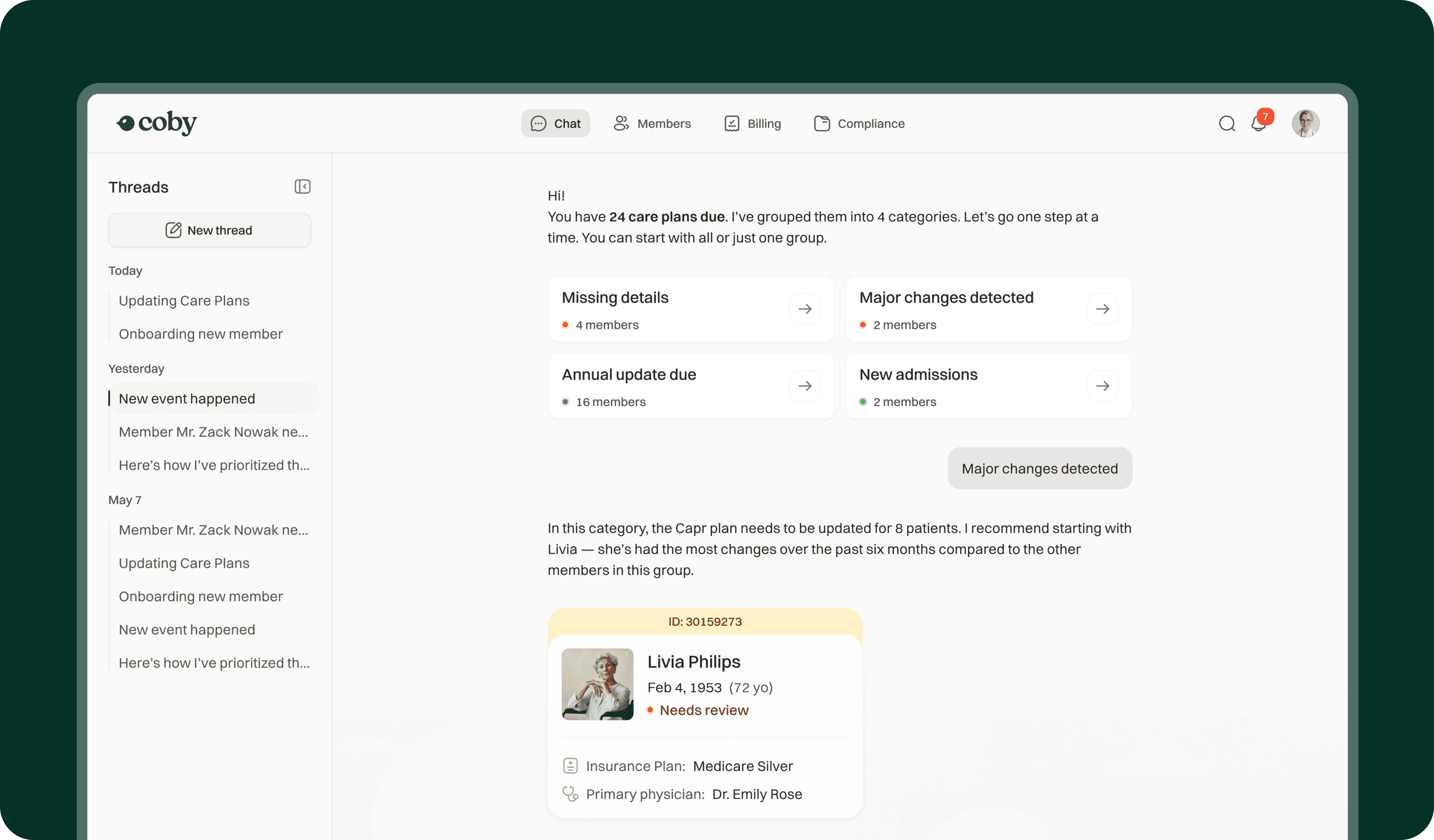 A webpage displaying a menu with options and details, featuring sections for account and services.