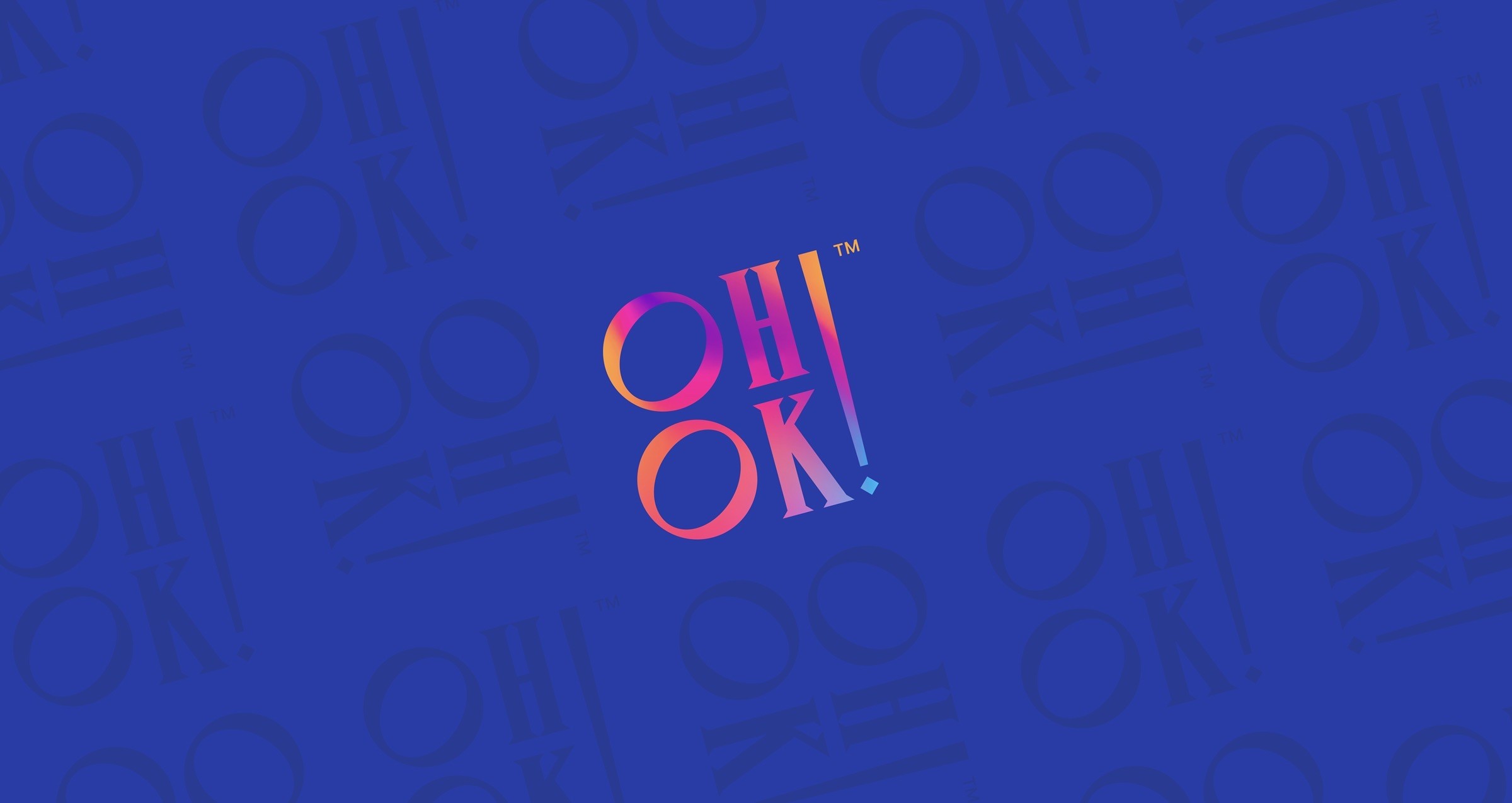 The Oh Ok! logo on a blue background.