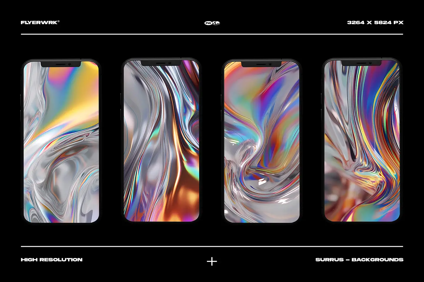 Surrus chromatic backgrounds used as colorful abstract phone wallpapers