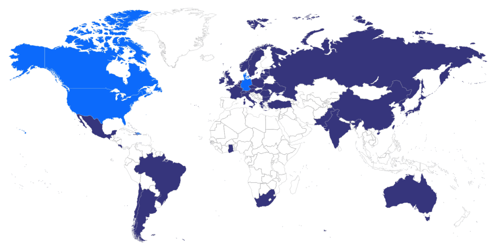 LEA request locations world map.