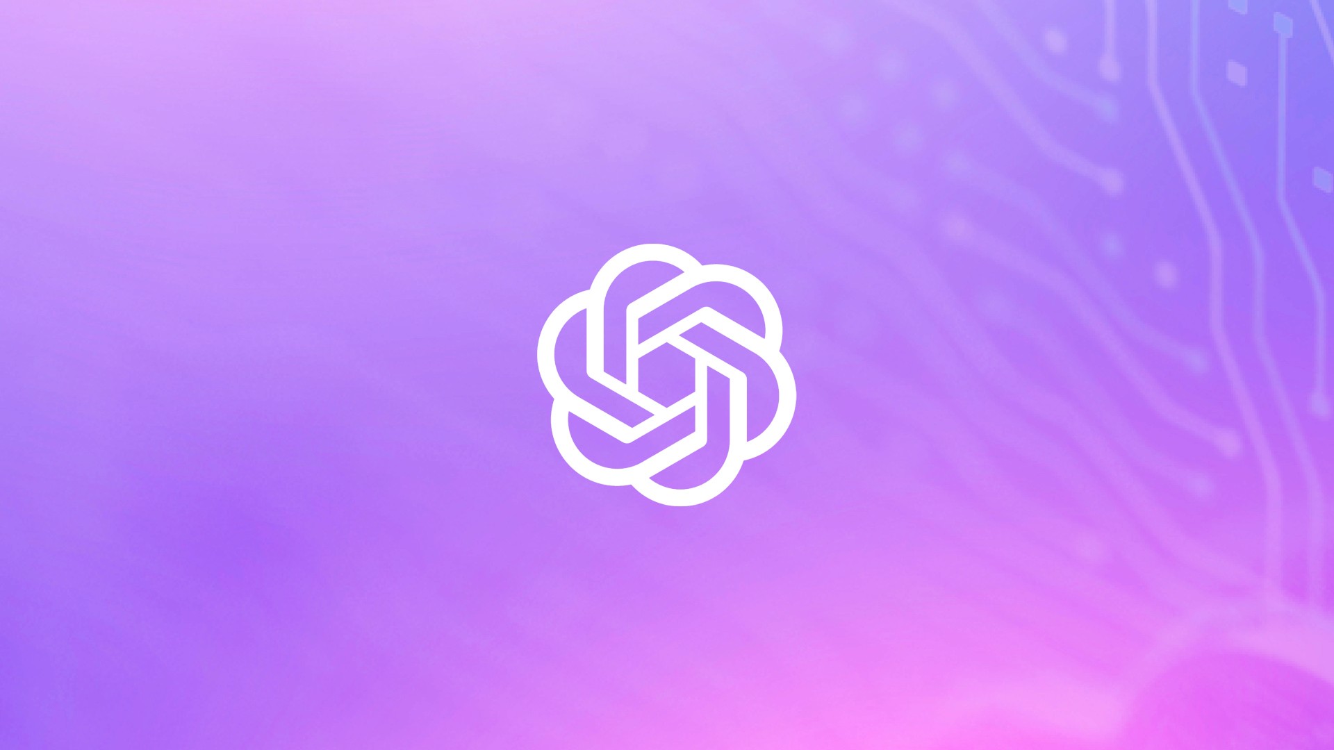 OpenAI logo and gradient purple background