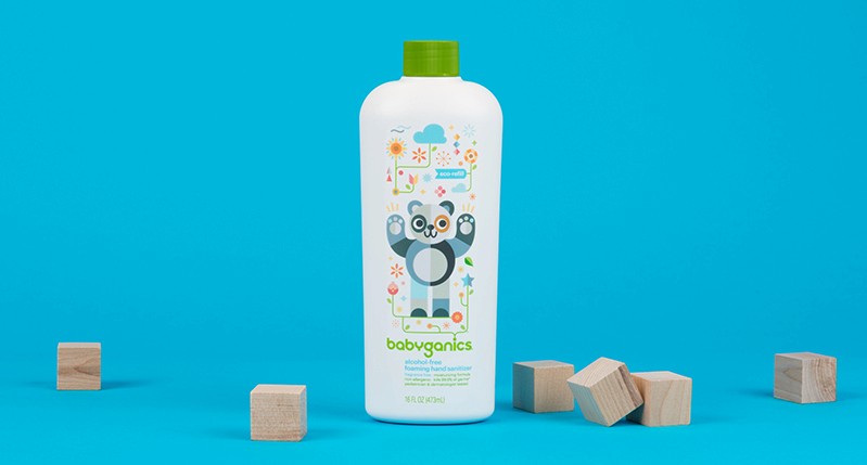 product photo presenting a bottle of babyganics