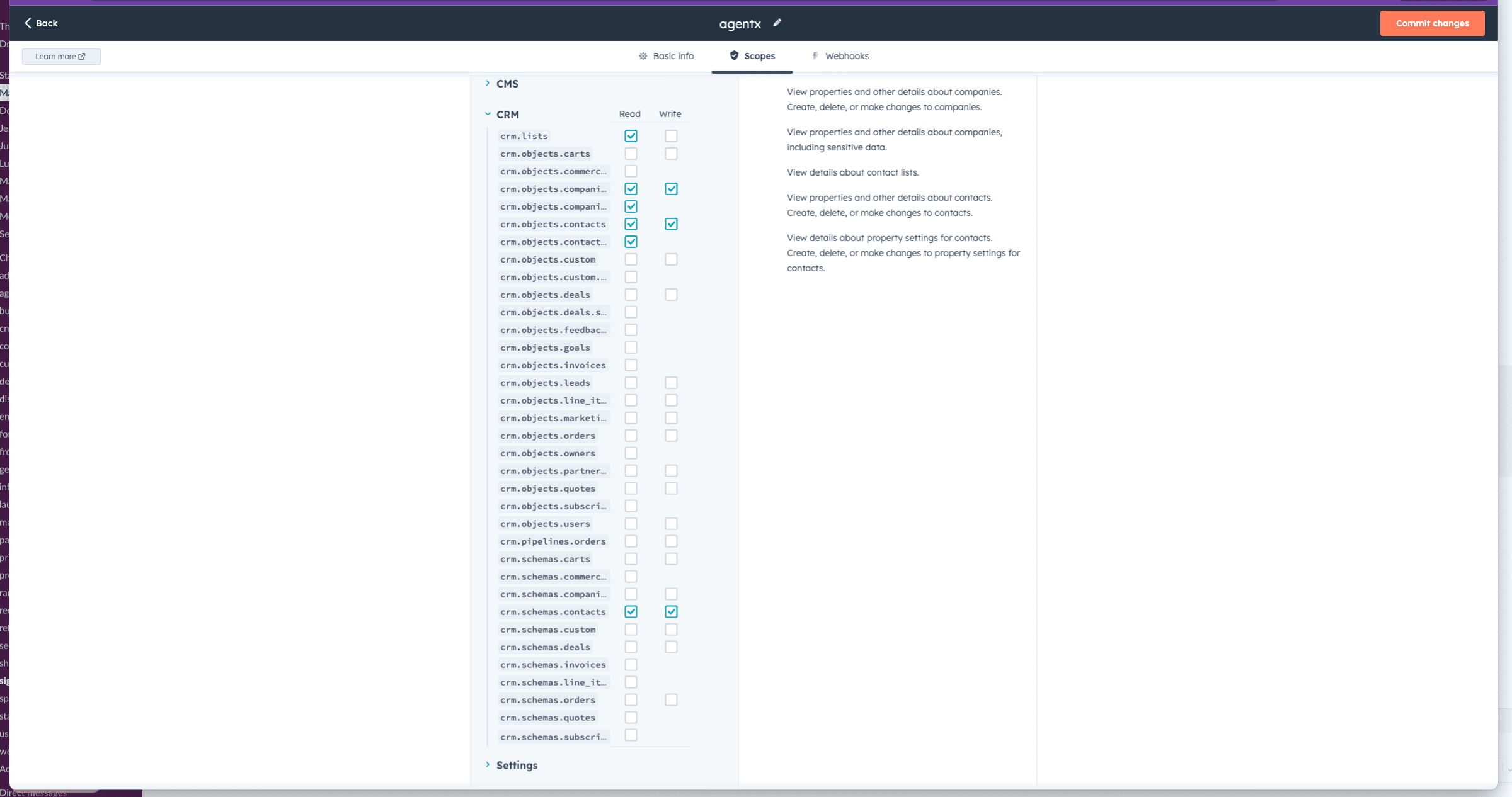 HubSpot CRM Scopes