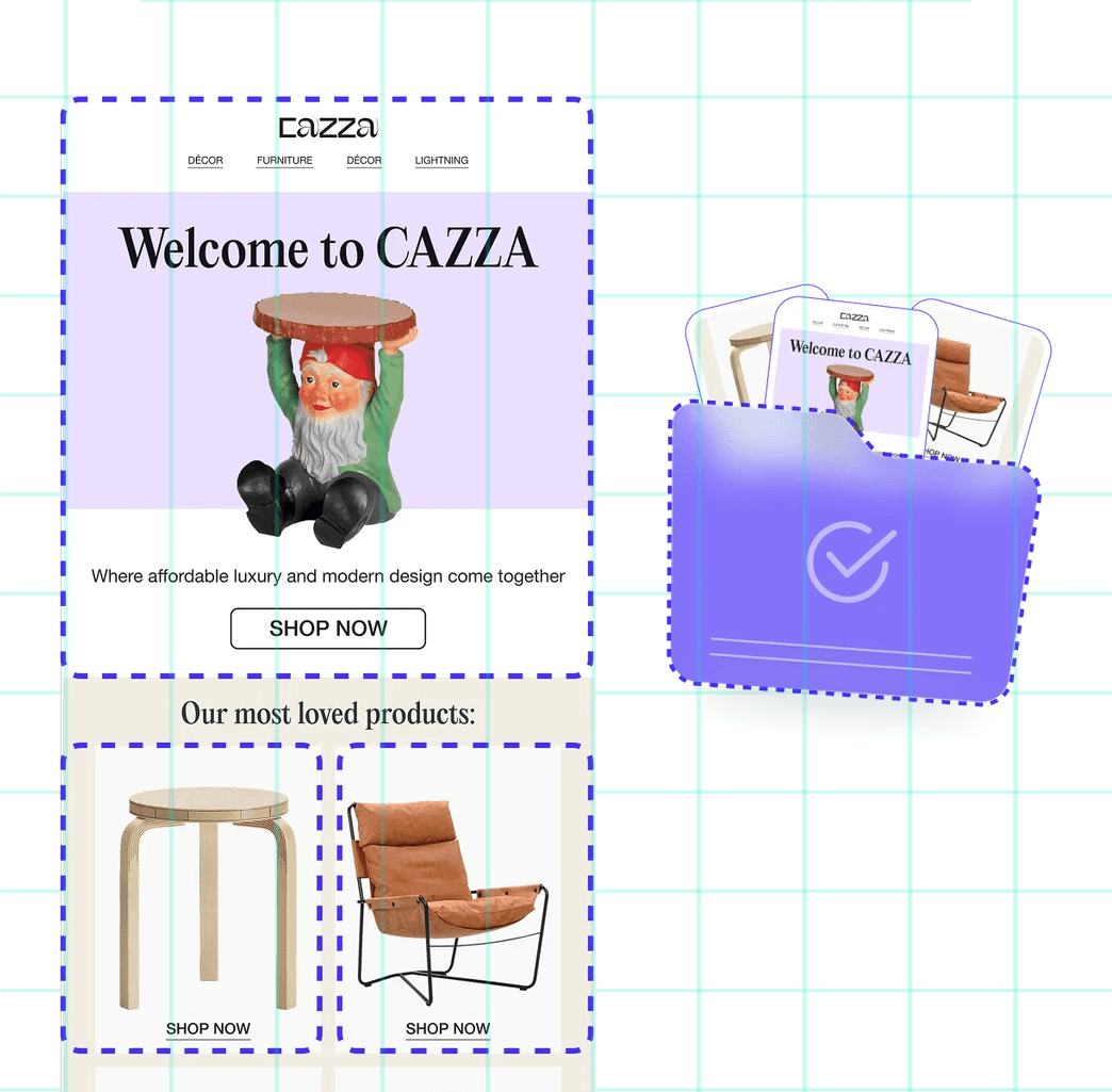 Hero image showing an email design sliced by the AutoSlice plugin.