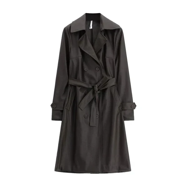 Trench in pelle marrone