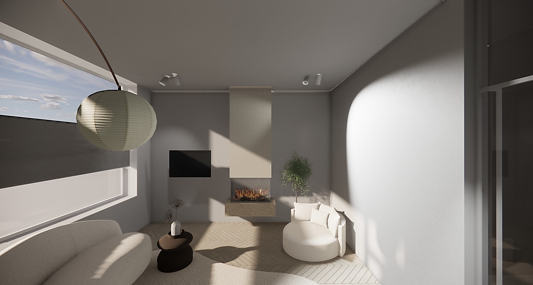 Luxe glazen aanbouw met industriële look en zwarte kozijnen – naadloze overgang tussen binnen en buiten.