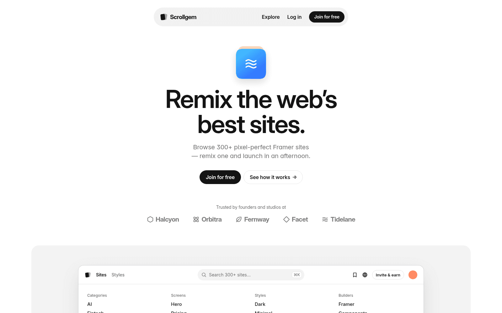 Scrollgem homepage