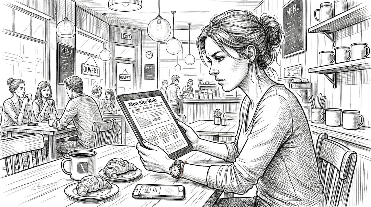 Une consultante parcourt attentivement son site pour asseoir sa crédibilité auprès de ses clients.