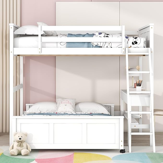 Upgrade your home or office with the queen bunk bed with desk, built for style and functionality.