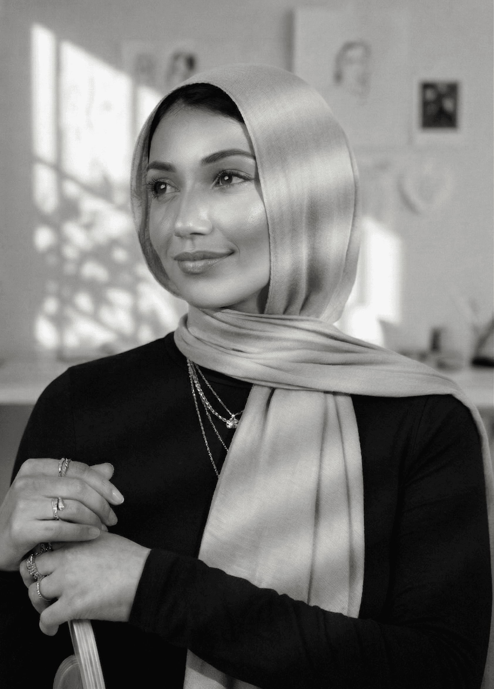 Creative woman working on a tablet in a modern studio setting