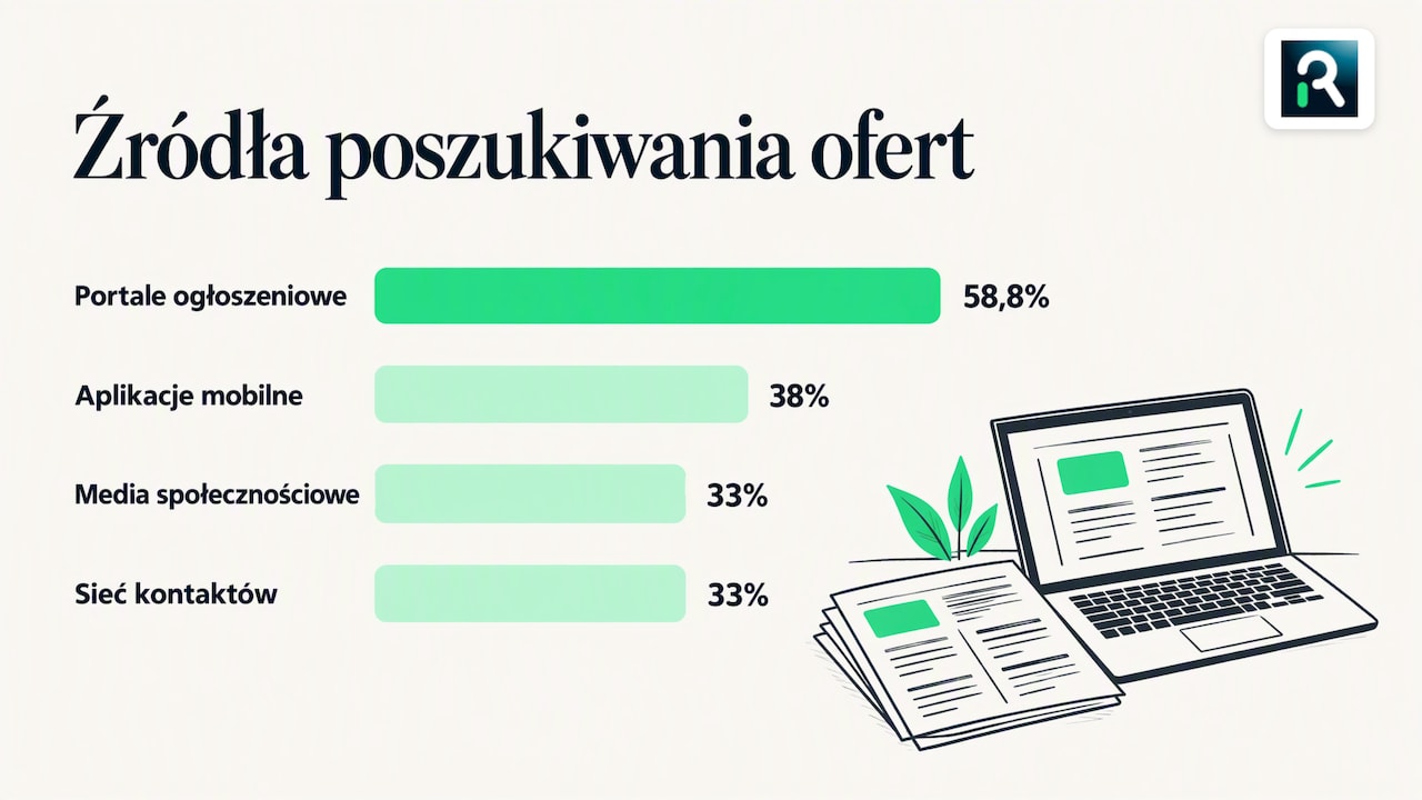Odsetki kandydatów wybierających kanały szukania pracy