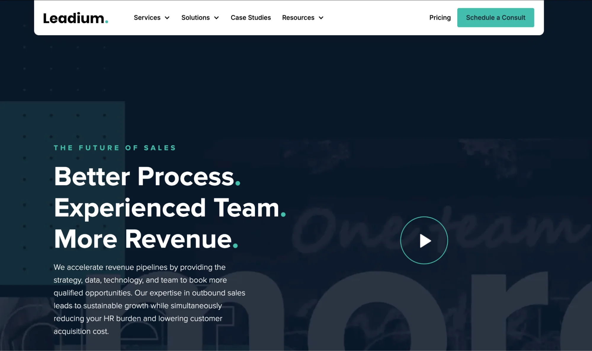 Leadium homepage: human-verified data and managed B2B outbound