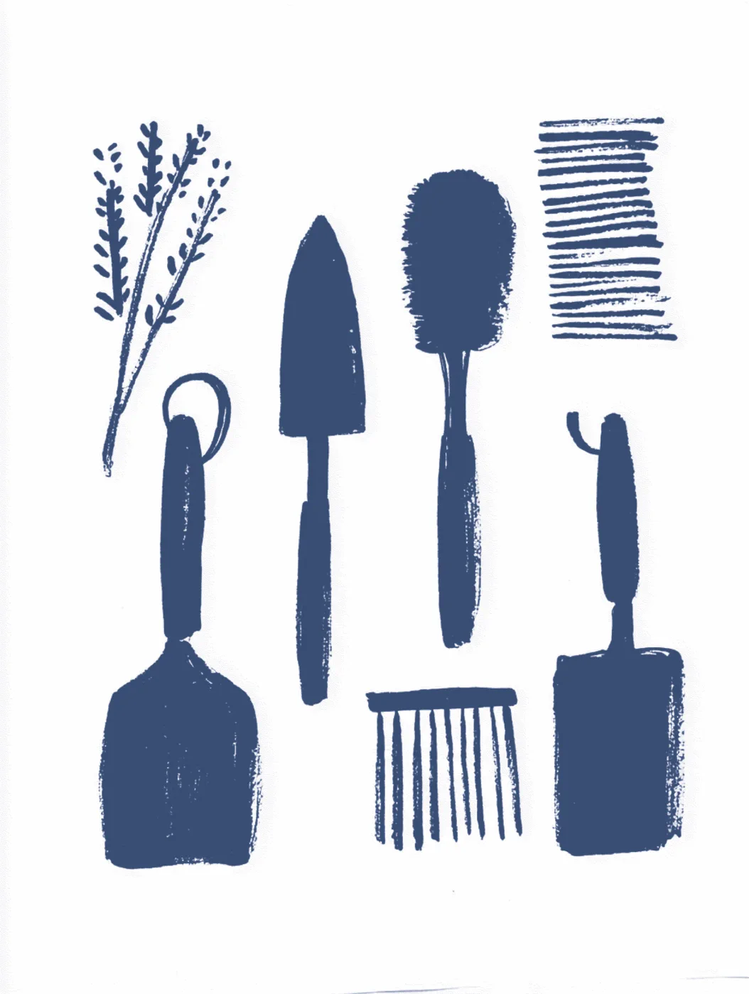 Blue garden tools illustration