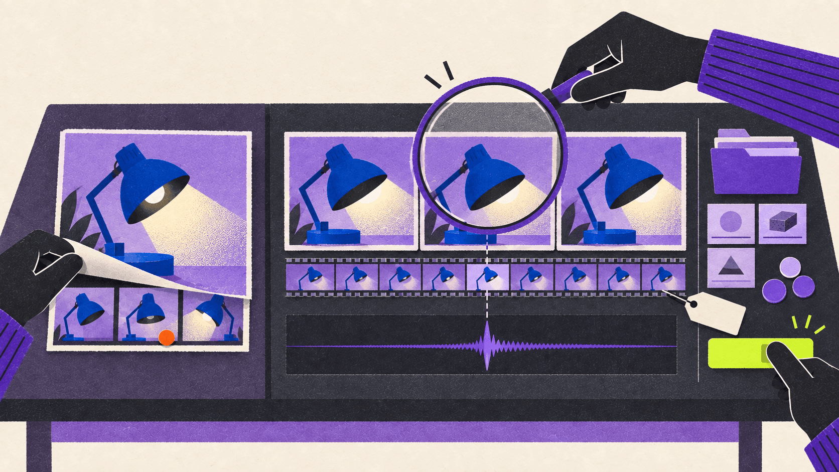 A generated lamp clip that looks convincing alone reveals continuity problems during sequence inspection, while an approved version aligns with the surrounding shots and sound.