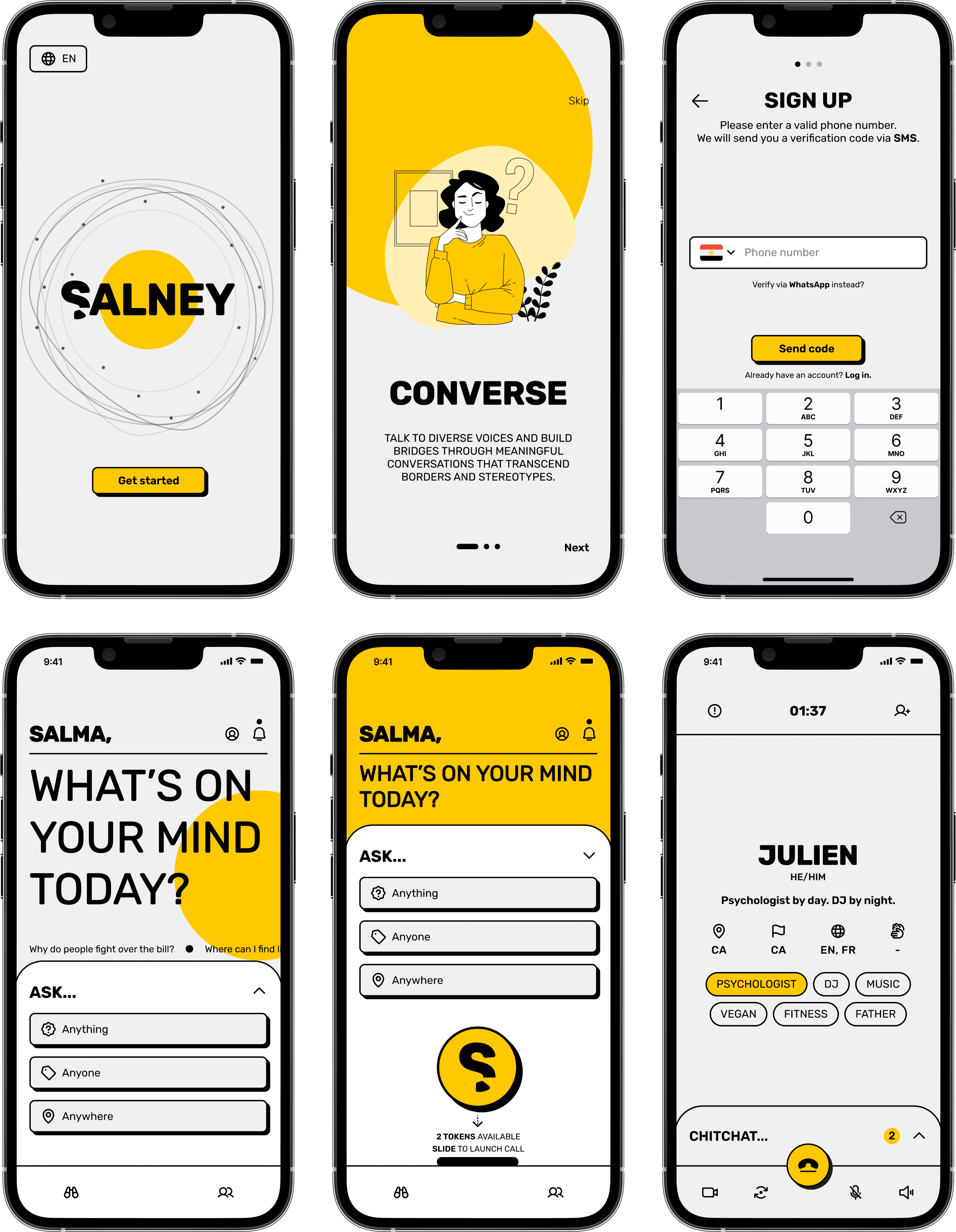 Salney app screens