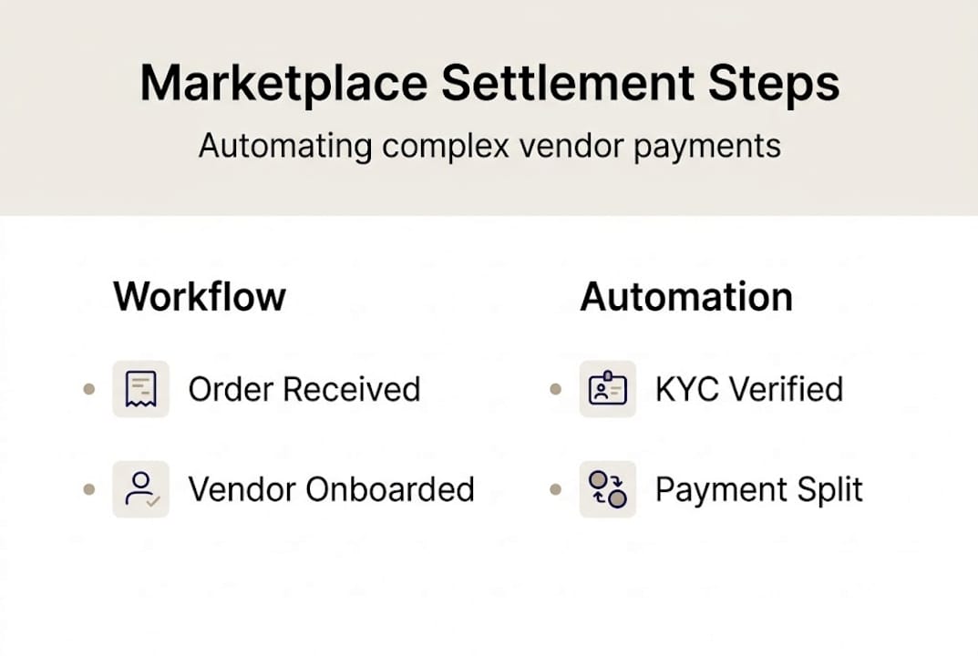 Infographic showing marketplace settlement steps