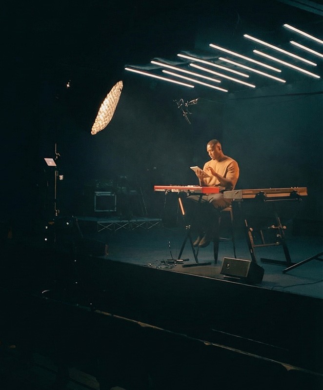 Film crew setup on scene.