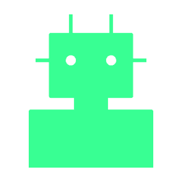 A 3 dimension robot icon in green