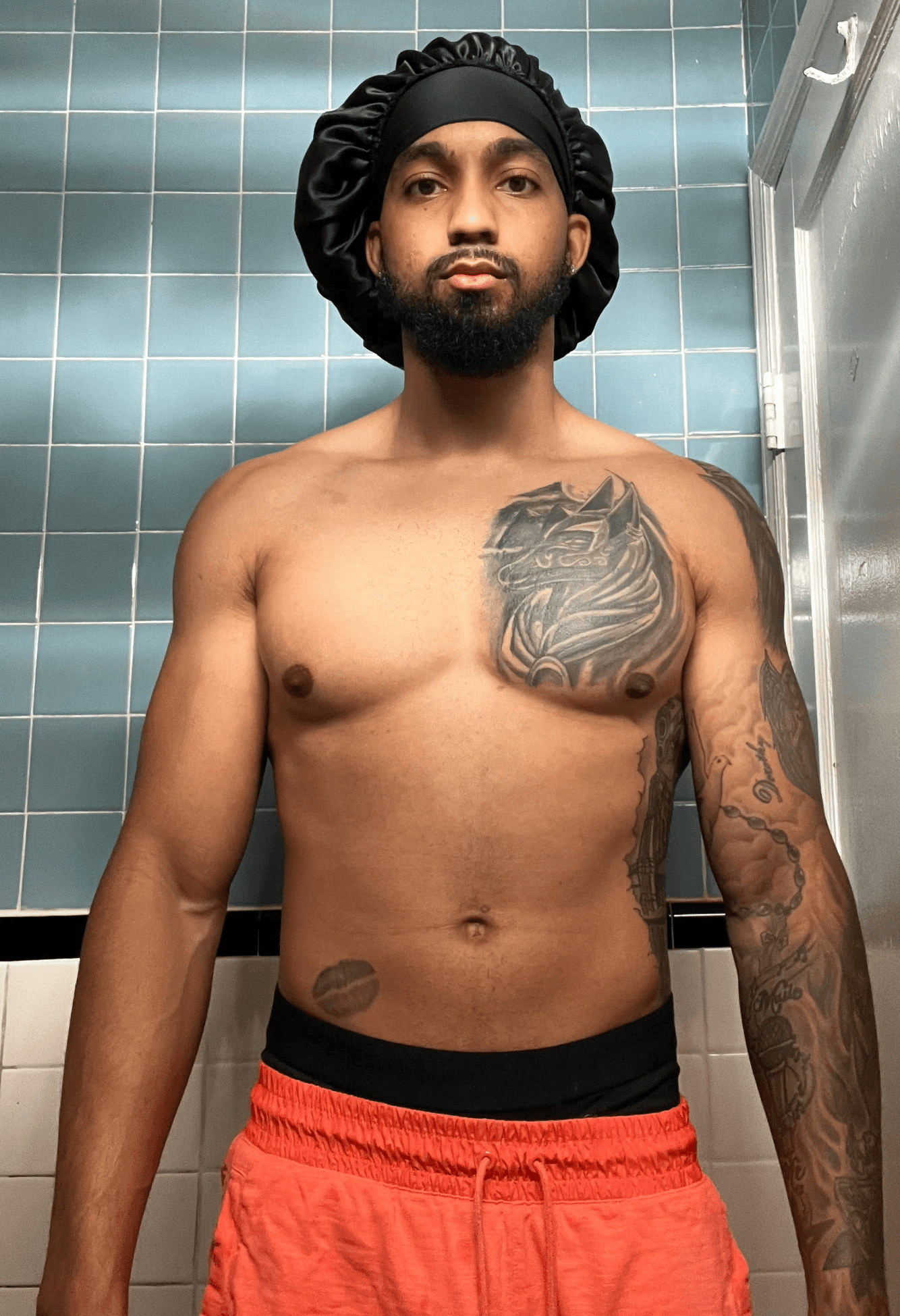 Man before fitness body transformation