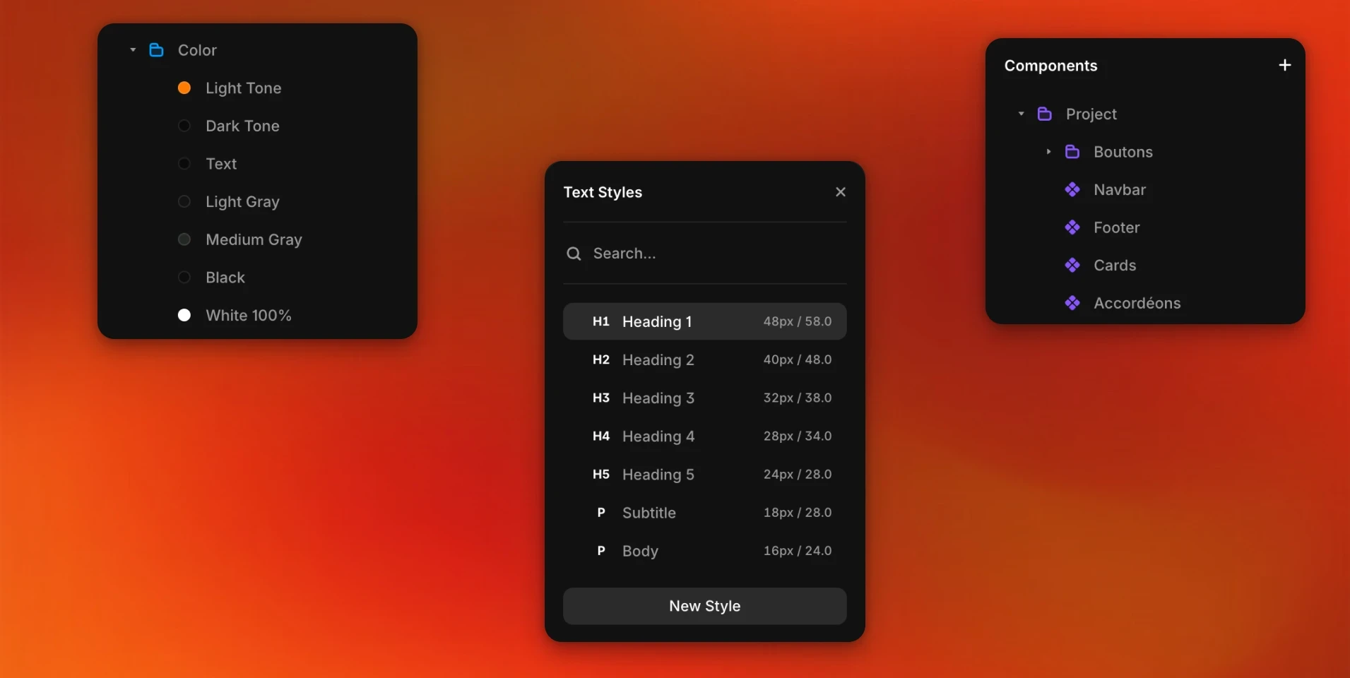Design System sur Framer.
