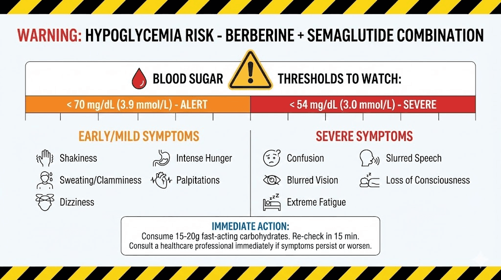 Hypoglycemia warning signs for berberine semaglutide combination users