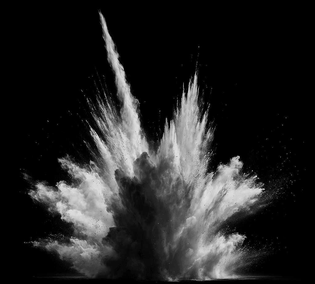 Black and white photo of a water splash collision