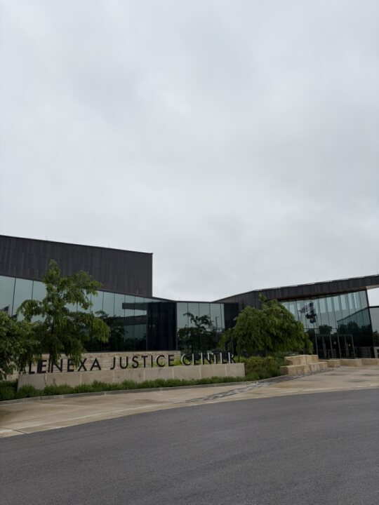 Sign outside of Lenexa Justice Center, Lenexa, Kansas