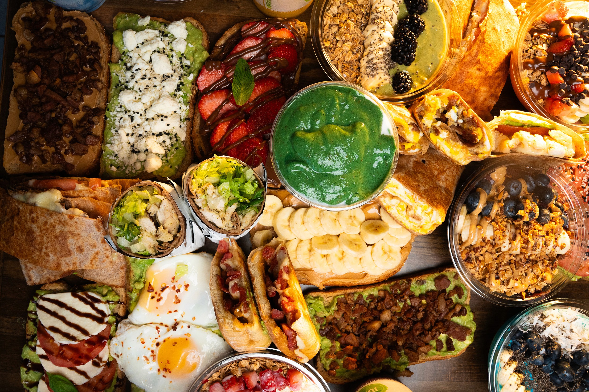 Display of Maha Juice food items
