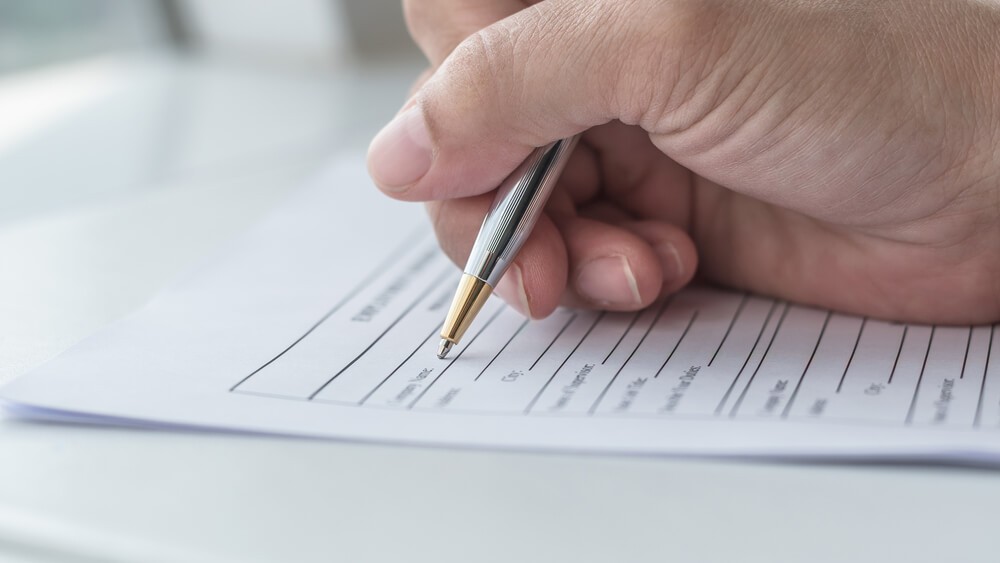 Filing out form