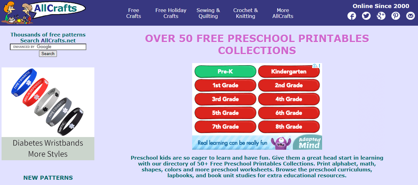 AllCrafts Preschool Printables