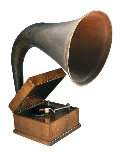 An old gramophone record player.