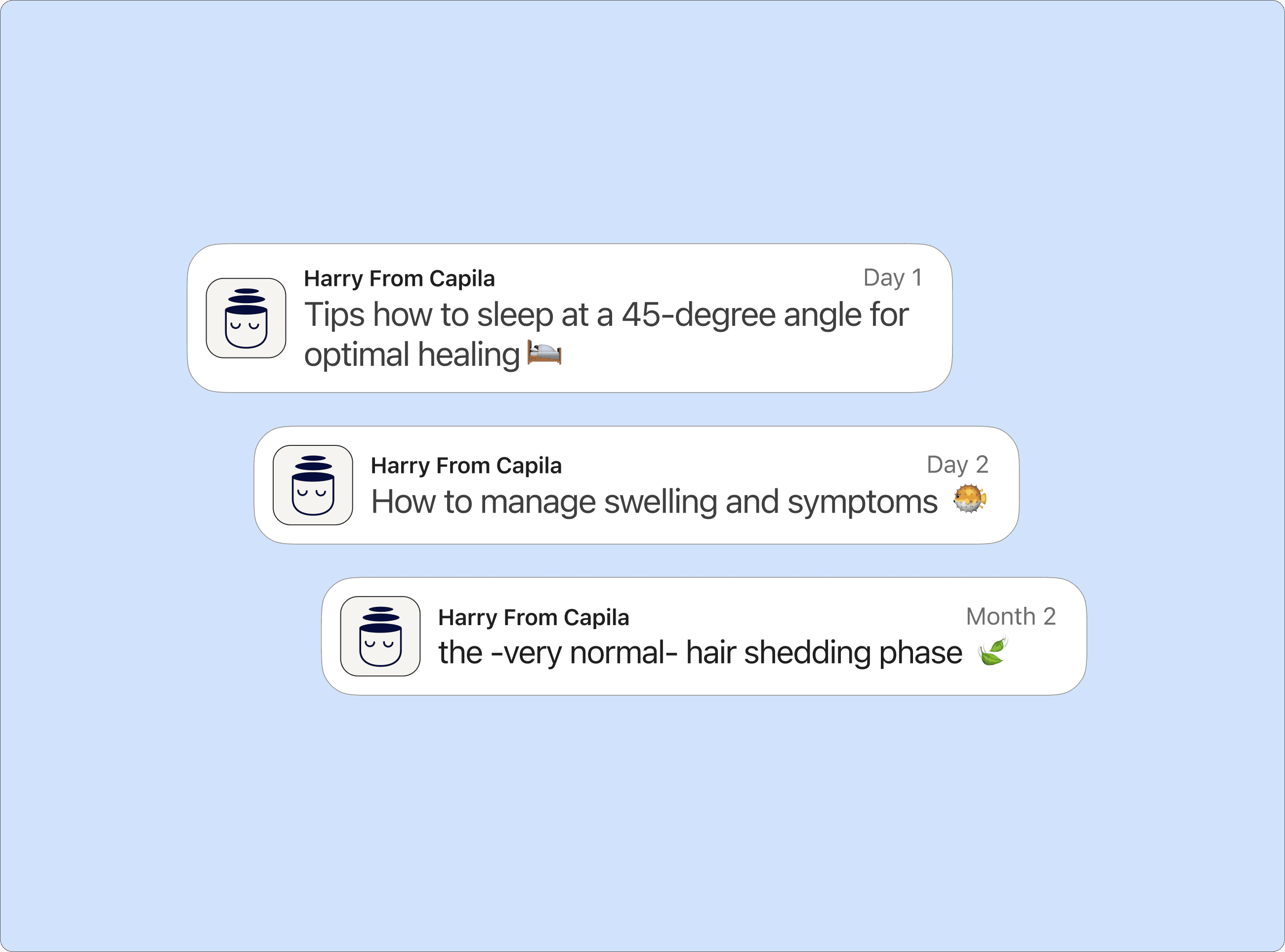 Capila mobile app has a ai chat trained to give personalized answers for hair transplant patients