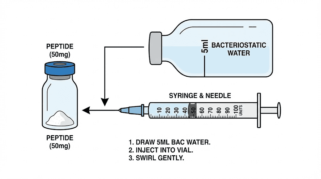 50mg GHK-CU vial reconstitution guide with syringe unit markings