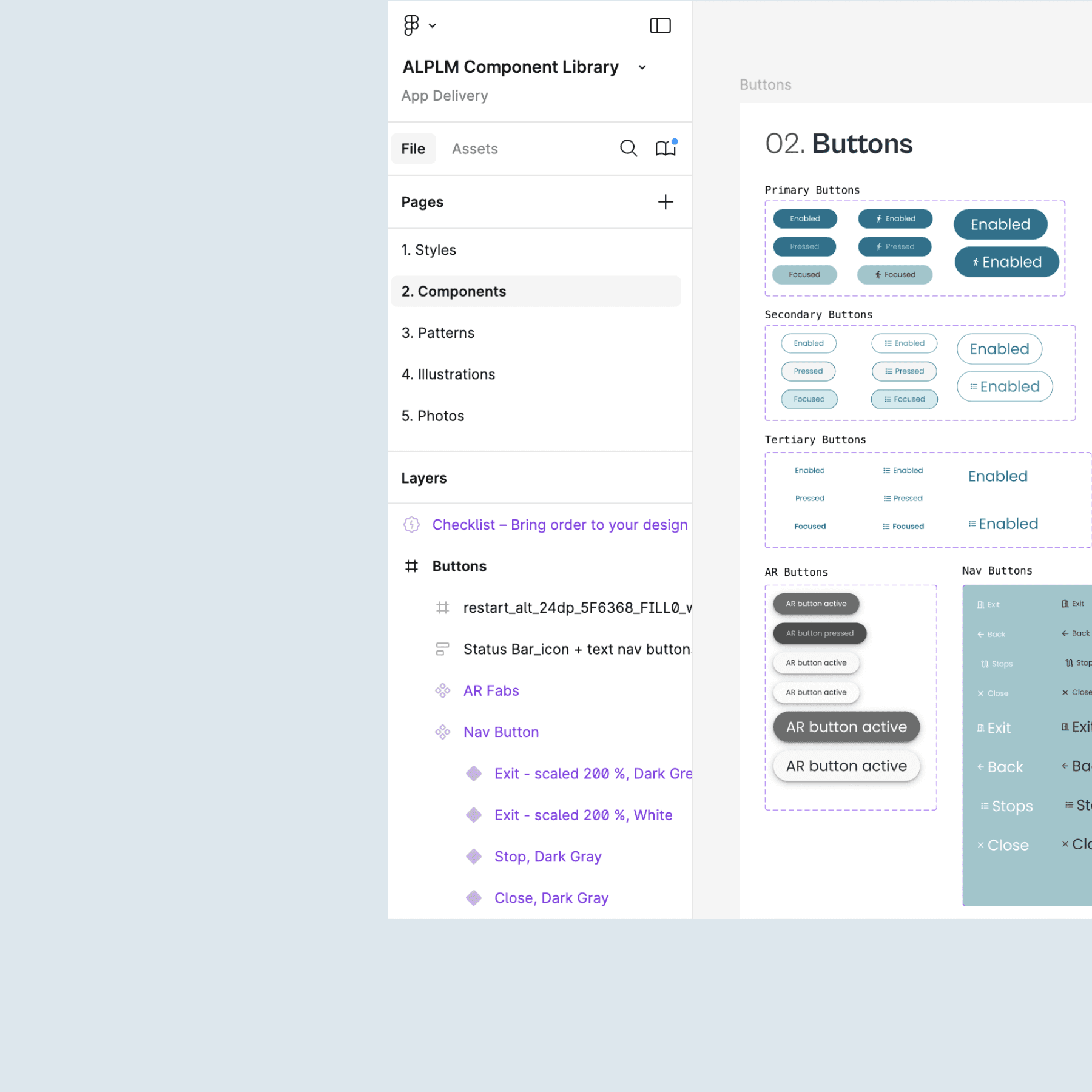 Screenshot of our figma component library