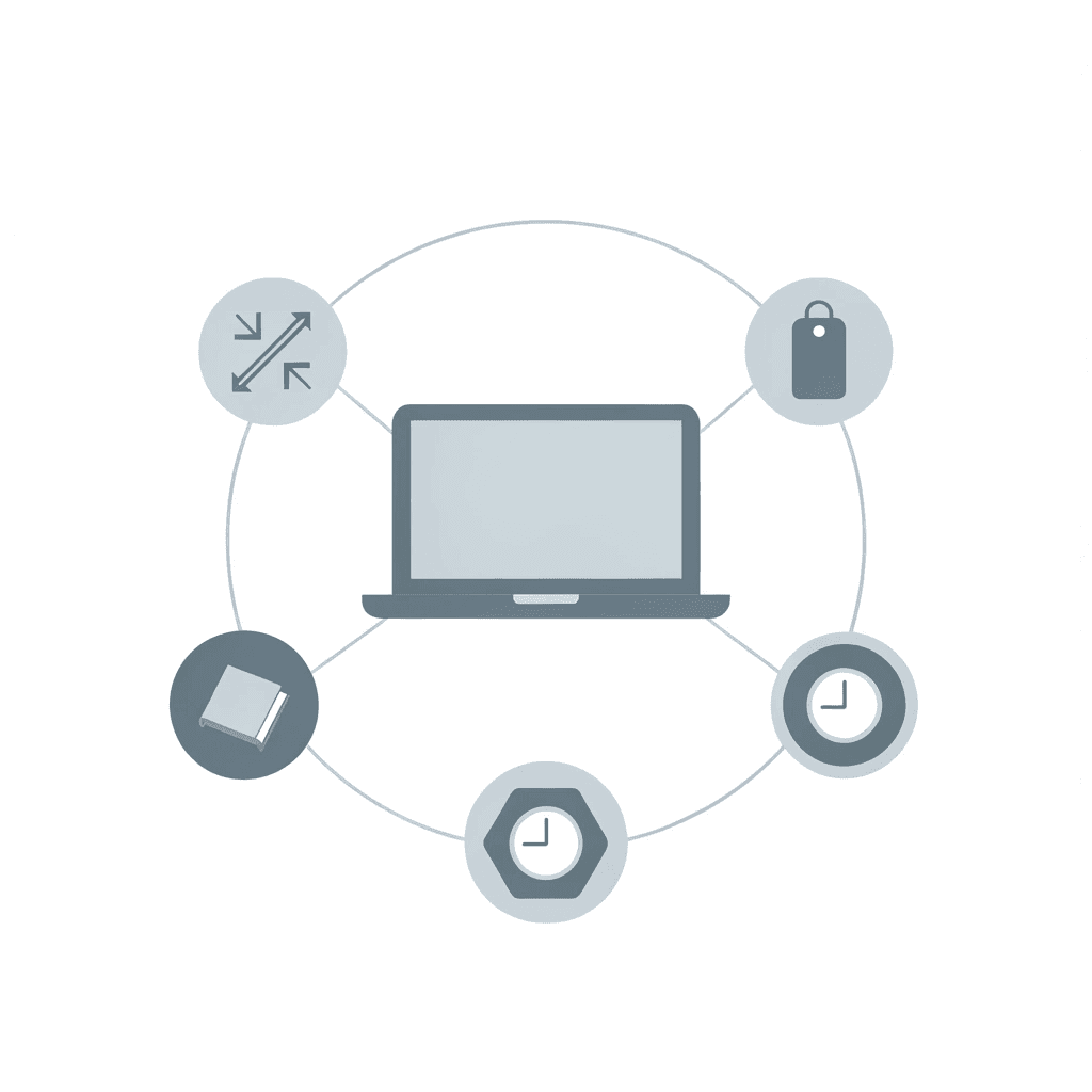 Central hub with multiple website icons connected around it, representing fragmented scholarship information sources