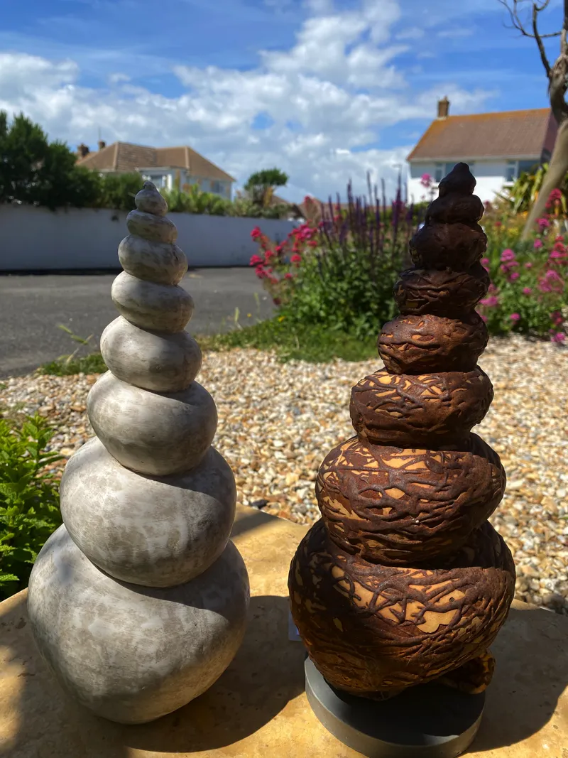 different finihes 2 shell sculptures by Abby Martin