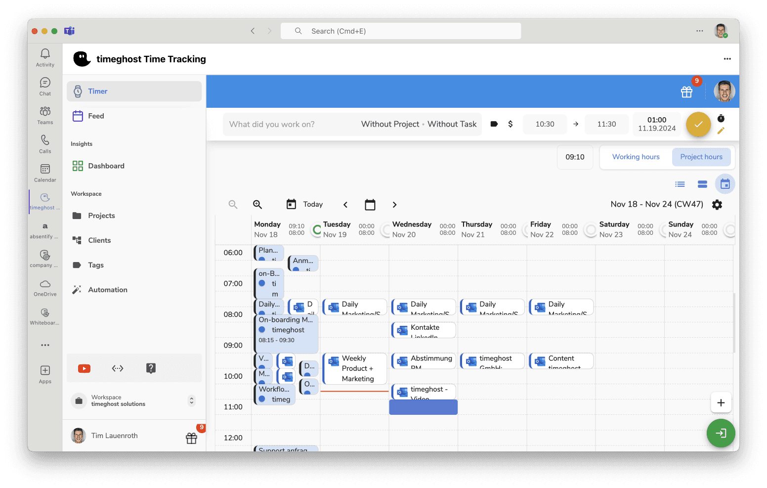 timeghost time tracking