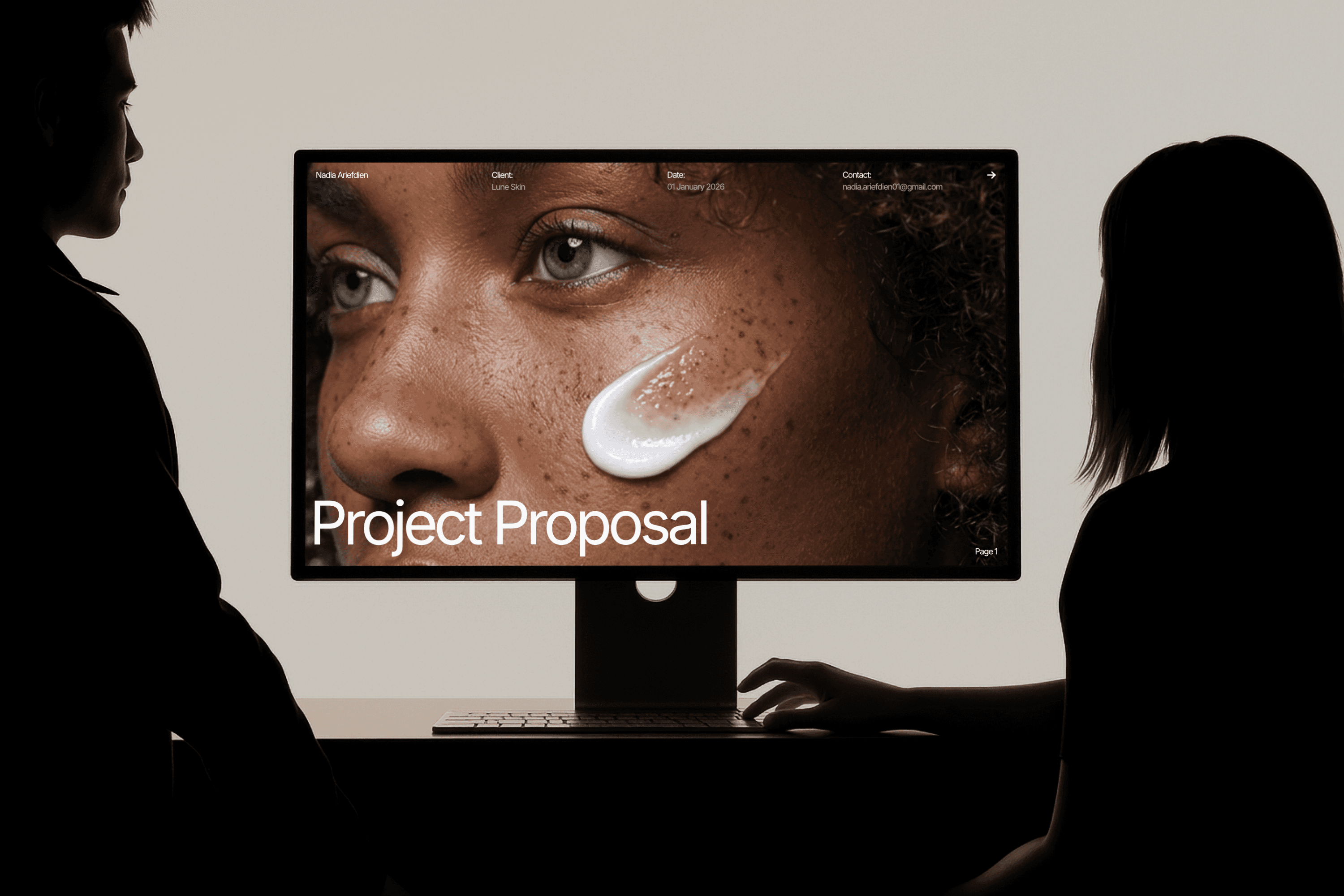 A mockup of a Project Proposal deck on a desktop monitor.