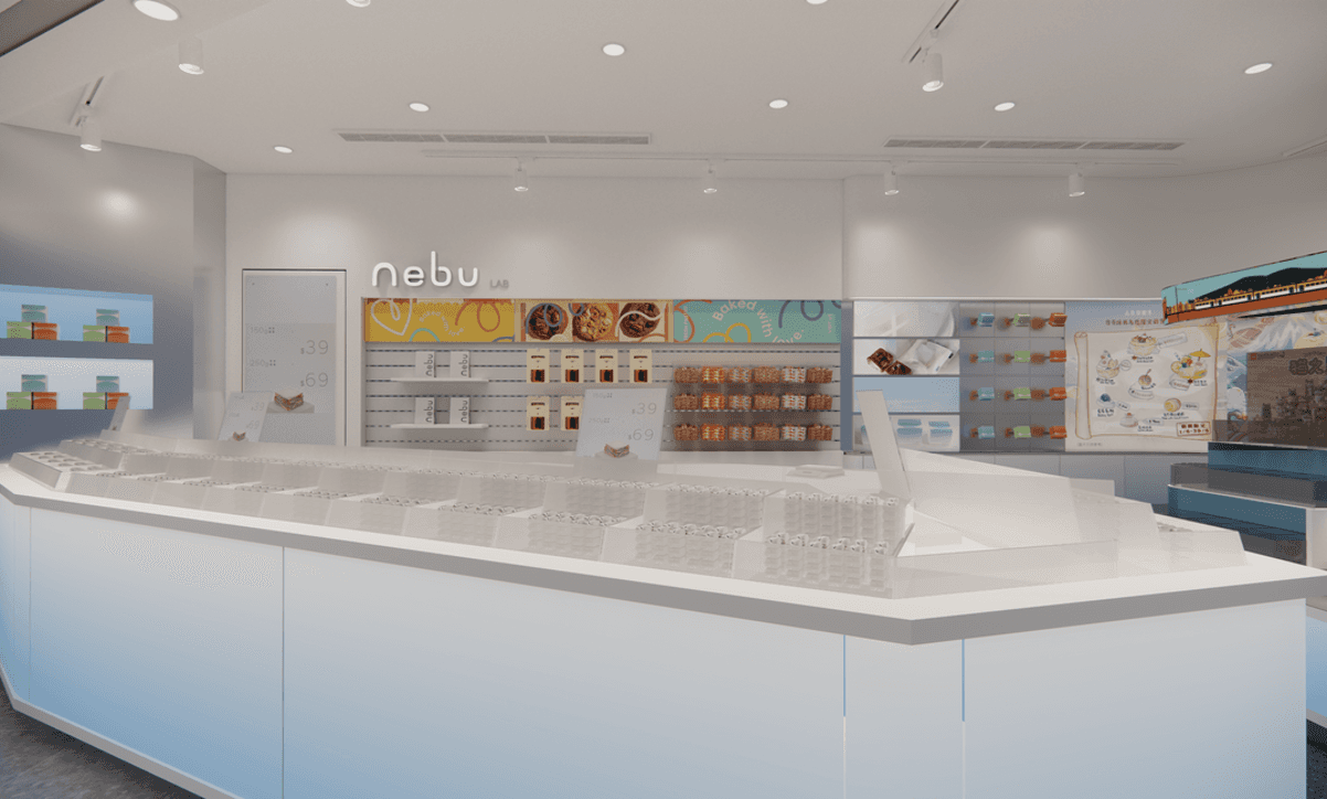 nebu沙田店弧形櫃檯與禮盒貨架