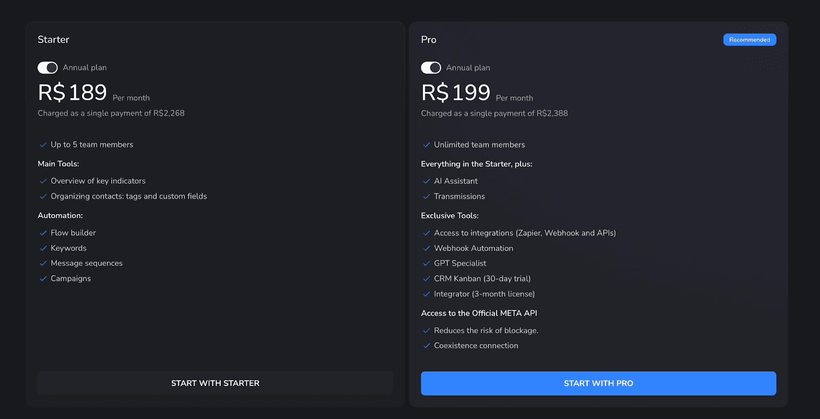 BotConversa Pricing en