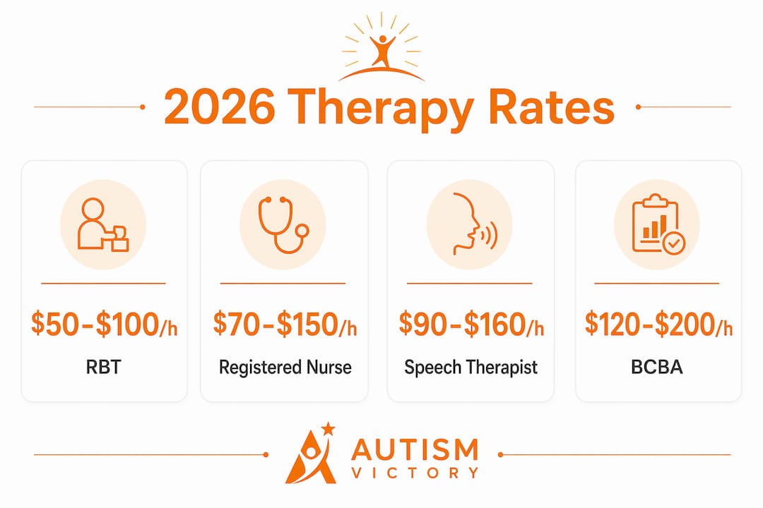 Infographic displaying 2026 autism therapy hourly rates