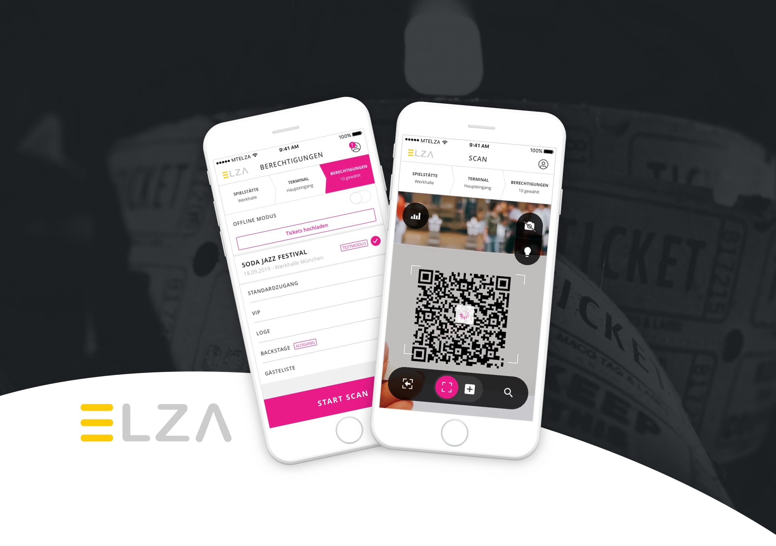 Ansichten der ELZA App auf zwei Smartphones