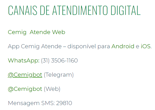 canais de atendimento digital cemig
