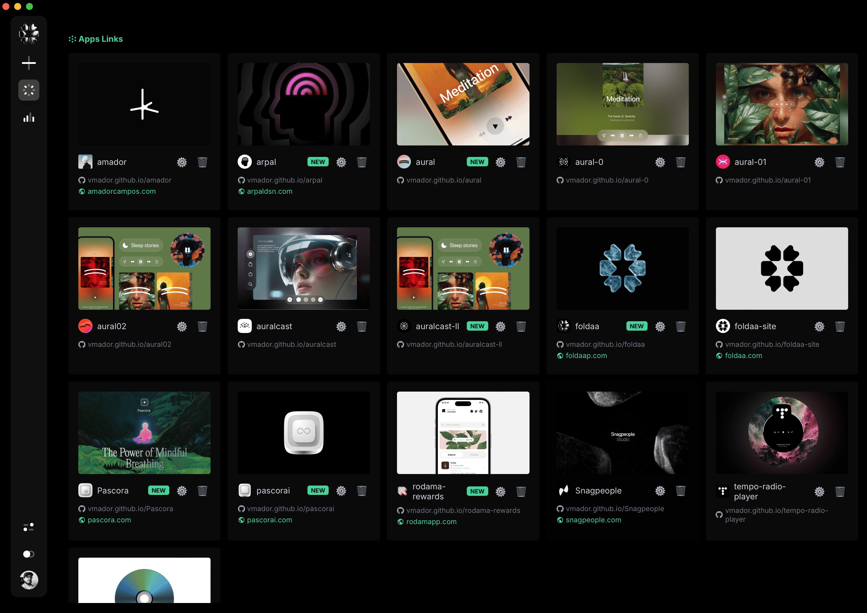 A dark-themed user interface displaying a list of items or options, with navigation elements at the top and bottom.