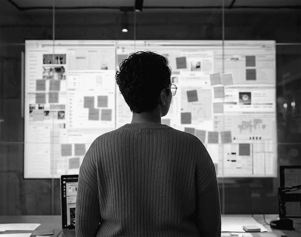 Portrait of portfolio creator – back view